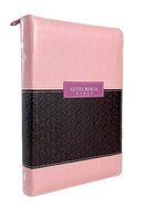 Biblia Letra Grande con Indice y Cierre Reina Valera 1960 duotono rosa y cafe - letra 12 puntos