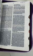 Biblia mini bolsillo RV1960 morado con cierre indice SALMOS 34:1BUSQUE A JEHOVA
