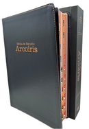 Biblia de estudio arcoíris letra gigante 14 puntos semil  piel negra con indice