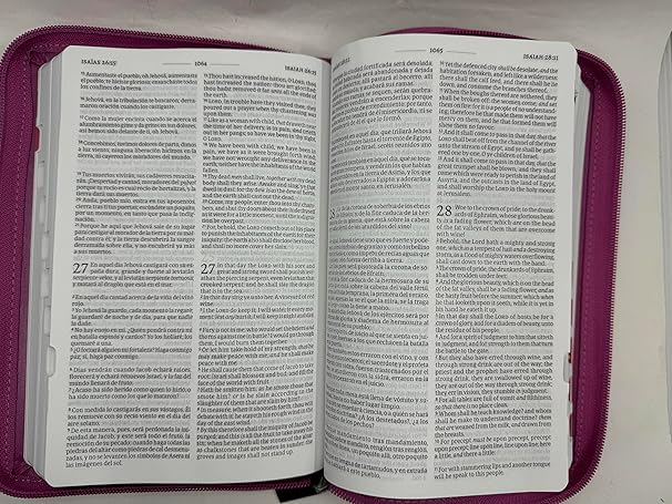 Bíblia bilingüe bilingual bible kjv para jovencitas reina Valera 1960 rosa cierre índice tamaño personal