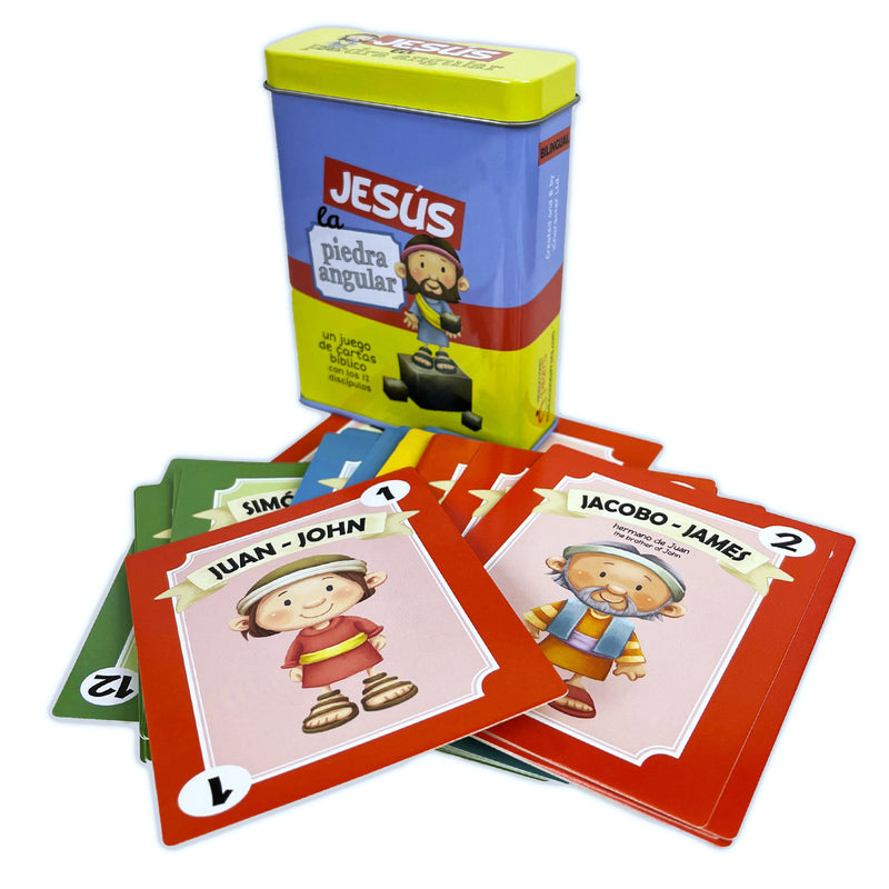 Jesús la Piedra Angular: Un juego de carta bíblico bilingüe con los 12 discípulo