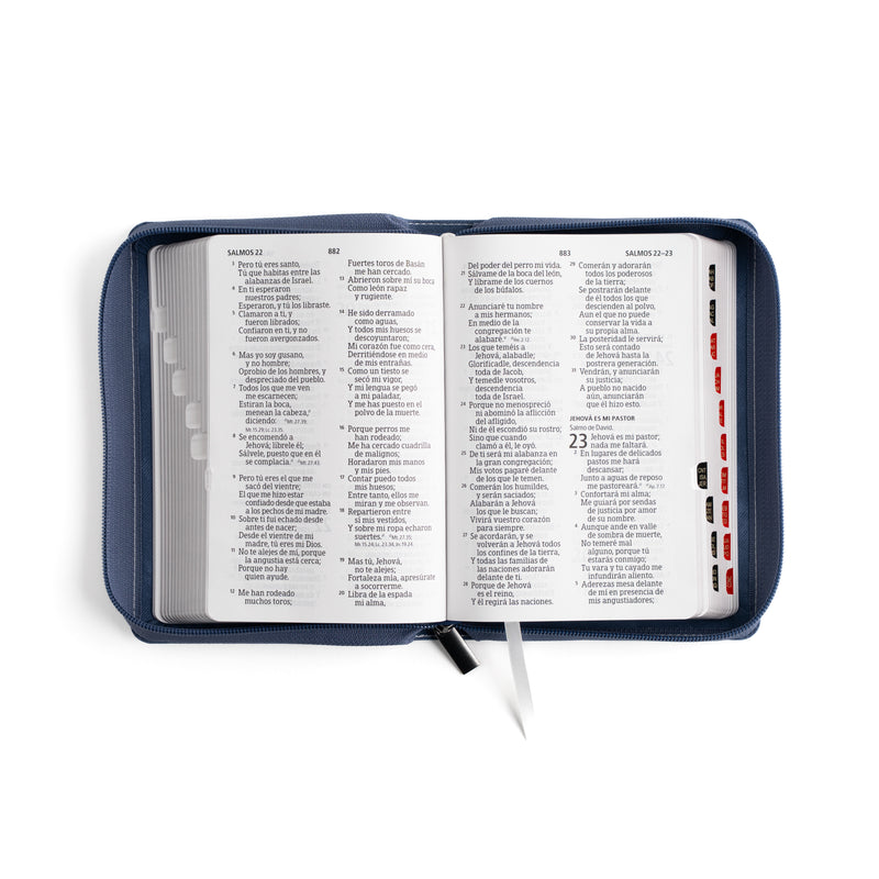 Biblia Compacta con Cierre Letra Grande 11 puntos RV1960, imit piel mezclilla con índice