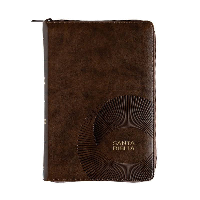 Biblia Letra Grande 12 puntos para hombre con cierre cafe oscuro indice RV1960