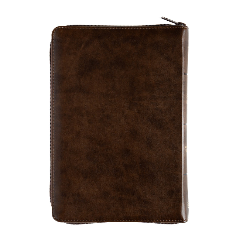 Biblia Letra Grande 12 puntos para hombre con cierre cafe oscuro indice RV1960