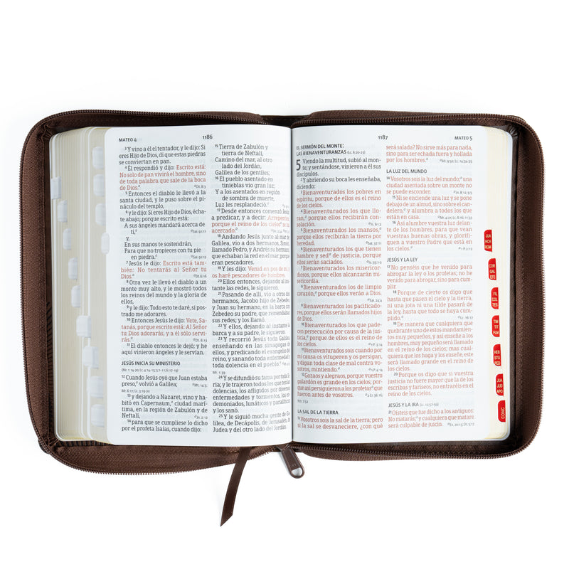 Biblia Letra Grande 12 puntos para hombre con cierre cafe oscuro indice RV1960