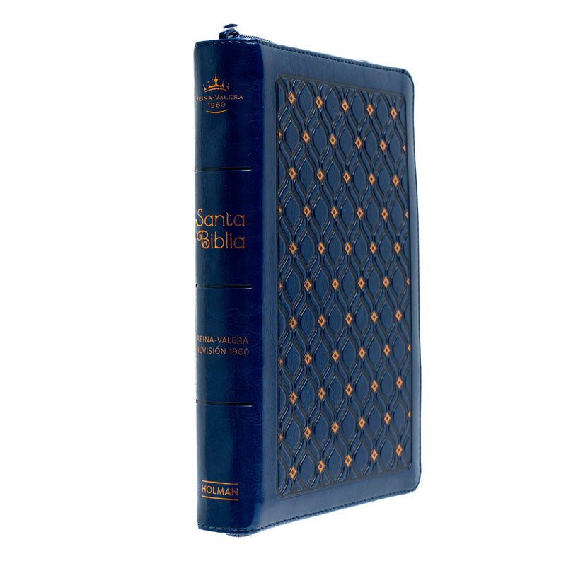 Biblia Letra Grande 12 puntos para hombre azul marino con cierre RV1960