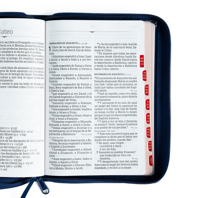 Biblia Letra Grande 12 puntos para hombre azul marino con cierre RV1960