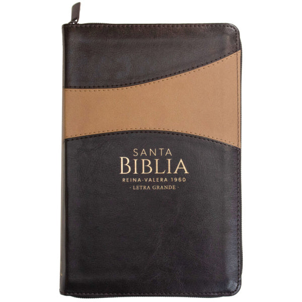 Biblia para jovenes  con Cierre Letra Grande 12 puntos RV1960 imit piel duotono café