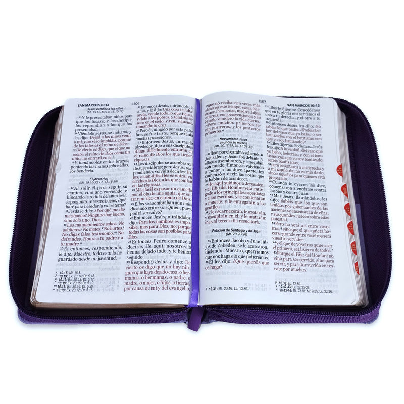 Biblia con Cierre Compacta 11 puntos RV1960 imit bifloral lila con índice