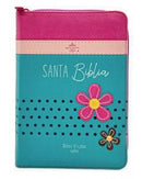 Biblia de Bolsillo con Cierre RV1960 imit fucsia/rosa/turquesa