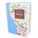 Biblia de Bolsillo Reina valera 1960 imit piel con canto floral celeste 8 puntos