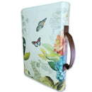 Biblia con Cierre Letra Grande 12 puntos para Mujer RV1960 imit piel marrón floral con índice, canto floral, y asa de mano