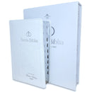 Biblia de Boda Letra Grande con Caja de Regalo RV1960, imit. piel blanco acentos plateados con índice