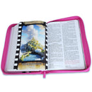 Biblia Héroes de la Fe con Cierre  con letra grande  RV1960 imit piel rosa