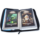 Biblia Héroes RVR60 Letra Grande 12 PUNTOS  Imitación Piel con cierre azul/negro