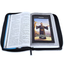 Biblia Héroes RVR60 Letra Grande 12 PUNTOS  Imitación Piel con cierre azul/negro