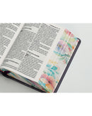 Biblia Portátil 12 puntos RV1960, imit piel flores  con canto floral lila