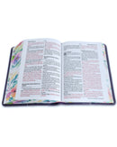 Biblia Portátil 12 puntos RV1960, imit piel flores  con canto floral lila