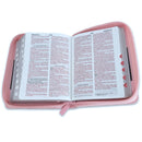 Biblia de Bolsillo con Cierre para Mujer RV1960 imit piel duotono rosado y café con índice