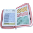 Biblia de Bolsillo con Cierre para Mujer RV1960 imit piel duotono rosado y café con índice