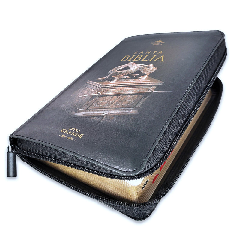 Biblia con Cierre Compacta 10 puntos RV1960 imit piel negro con indice - Arca del Pacto