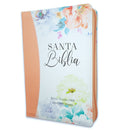 Biblia con Cierre Letra Gigante Manual 14 puntos RV1960 imit piel jardín coral con índice y canto floral