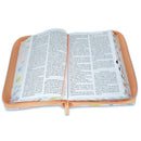 Biblia con Cierre Letra Gigante Manual 14 puntos RV1960 imit piel jardín coral con índice y canto floral