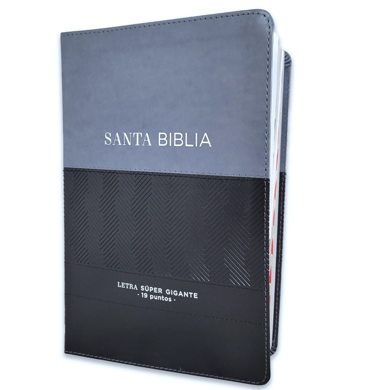 Biblia Letra Súper Gigante 19 puntos Mediana RV1960 imit piel negro geométrico con índice