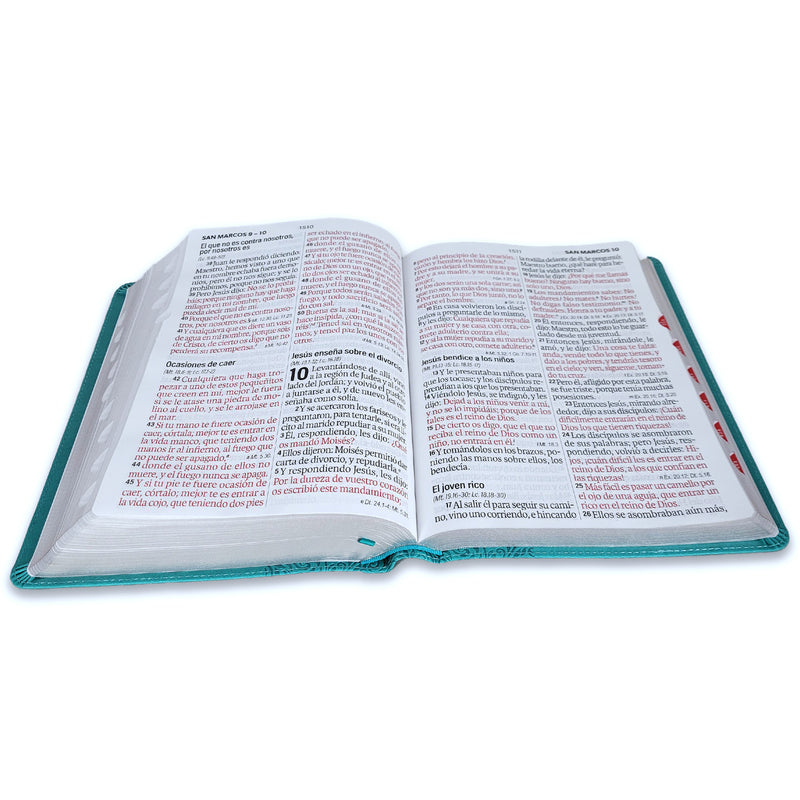 Biblia Letra Súper Gigante 19 puntos Mediana RV1960 imit piel turquesa floral con índice