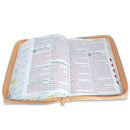 Biblia con Cierre Letra Súper Gigante 19 puntos Mediana RV1960 imit piel jardín coral con índice y canto floral