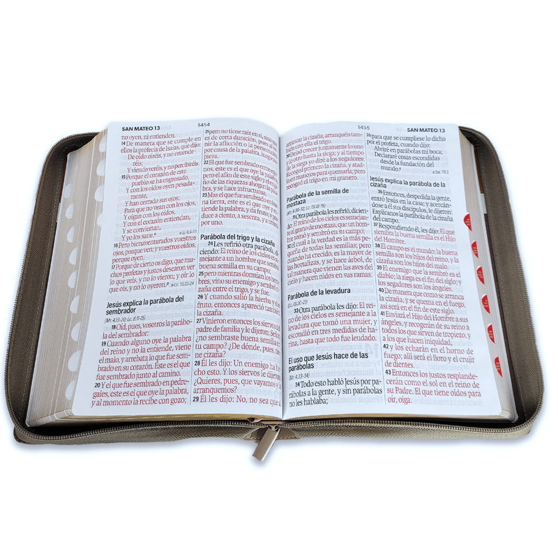 Biblia con Cierre Letra Súper Gigante Manual 19 puntos RV1960 duotono café y beige con índice