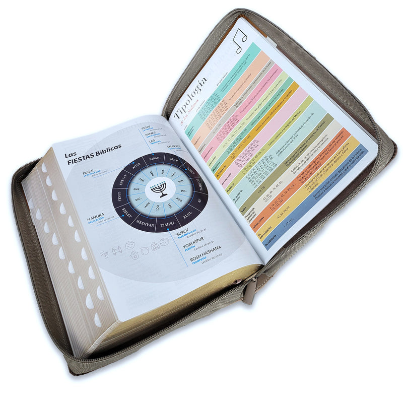 Biblia con Cierre Letra Súper Gigante Manual 19 puntos RV1960 duotono café y beige con índice