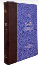 Biblia RVR60 Letra Gigante 19 puntos  i/piel tamano mediano Café/Lila cierre/índice