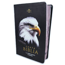Biblia Letra Súper Gigante 19 puntos Mediana RV1960 imit piel negro águila y canto con mensaje
