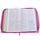 Biblia con Cierre Letra Gigante Manual 14 puntos RV1960, imit piel rosa floral - Isaías 41:10