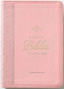 Biblia Portátil Letra Grande  PARA MUJER 12 puntos RV1960, imit piel rosa clásica