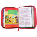 Biblia Mi Gran Viaje con Cierre RV1960, imit piel autobús Rojo con asa de Mano