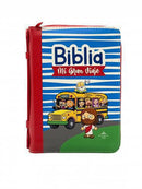 Biblia Mi Gran Viaje con Cierre RV1960, imit piel autobús Rojo con asa de Mano