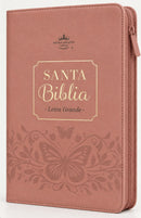 Biblia para mujer letra 11 puntos  RVR60 de Obsequios y premios Coral Mariposa con cierre