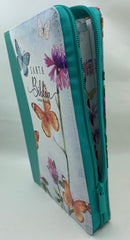 Bíblia letra grande 12 puntos mariposa reina Valera 1960 turquesa floral cierre INDICE