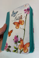 Biblia tamaño bolsillo Reina Valera 1960 para mujer cirre índice mariposas conto pintado