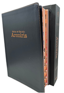 Biblia de estudio arcoíris letra gigante 14 puntos semil  piel negra con indice