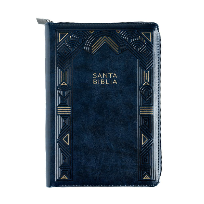 Biblia con Cierre Letra Gigante Manual RV1960, imit. piel azul marino con indice