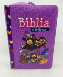 Bíblia para niñas morada Lila  reina Valera 1960 cierre índice piel imitación 8.5 puntos