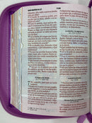 Bíblia para niñas morada Lila  reina Valera 1960 cierre índice piel imitación 8.5 puntos