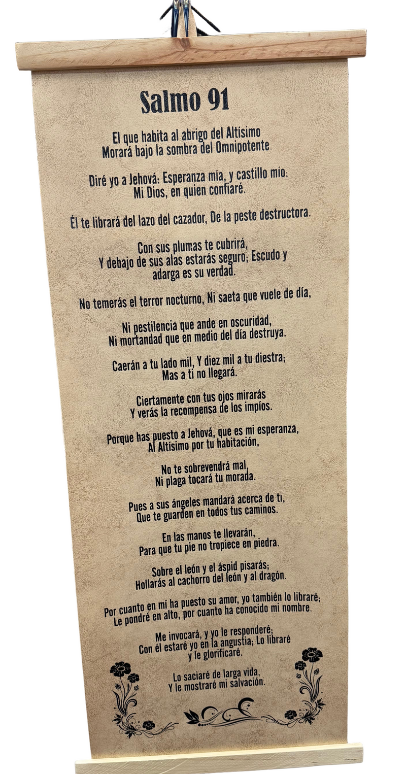 Pergamino Grande Impreso en Cuero Sintético - Salmo 91