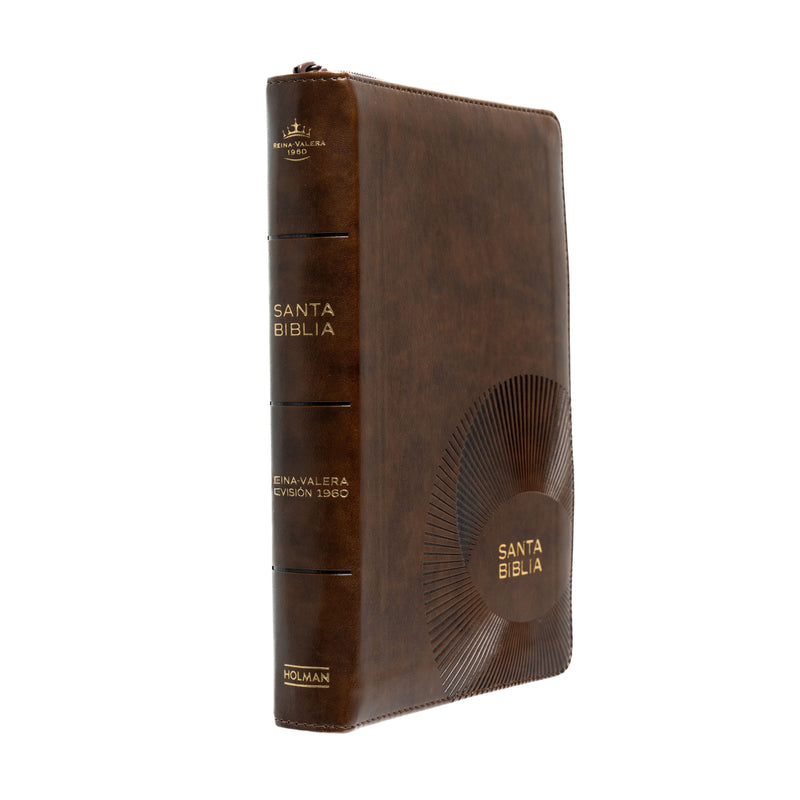 Biblia Letra Grande 12 puntos para hombre con cierre cafe oscuro indice RV1960