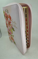 Biblia para mujer letra grande tamaño manual flores cierre indice