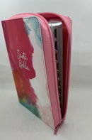 Biblia para mujer letra grande tamaño manual flores cierre indice