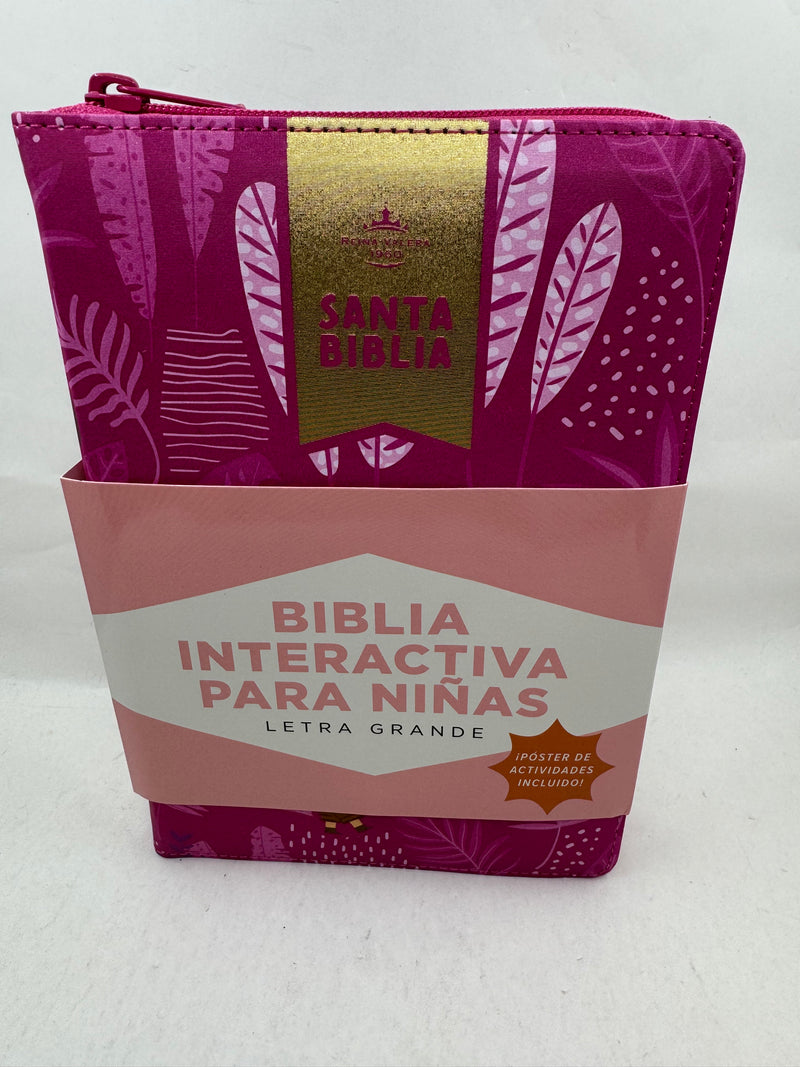 Biblia para ninas letra grade interactiva  RV1960 Rosa ciere con indice